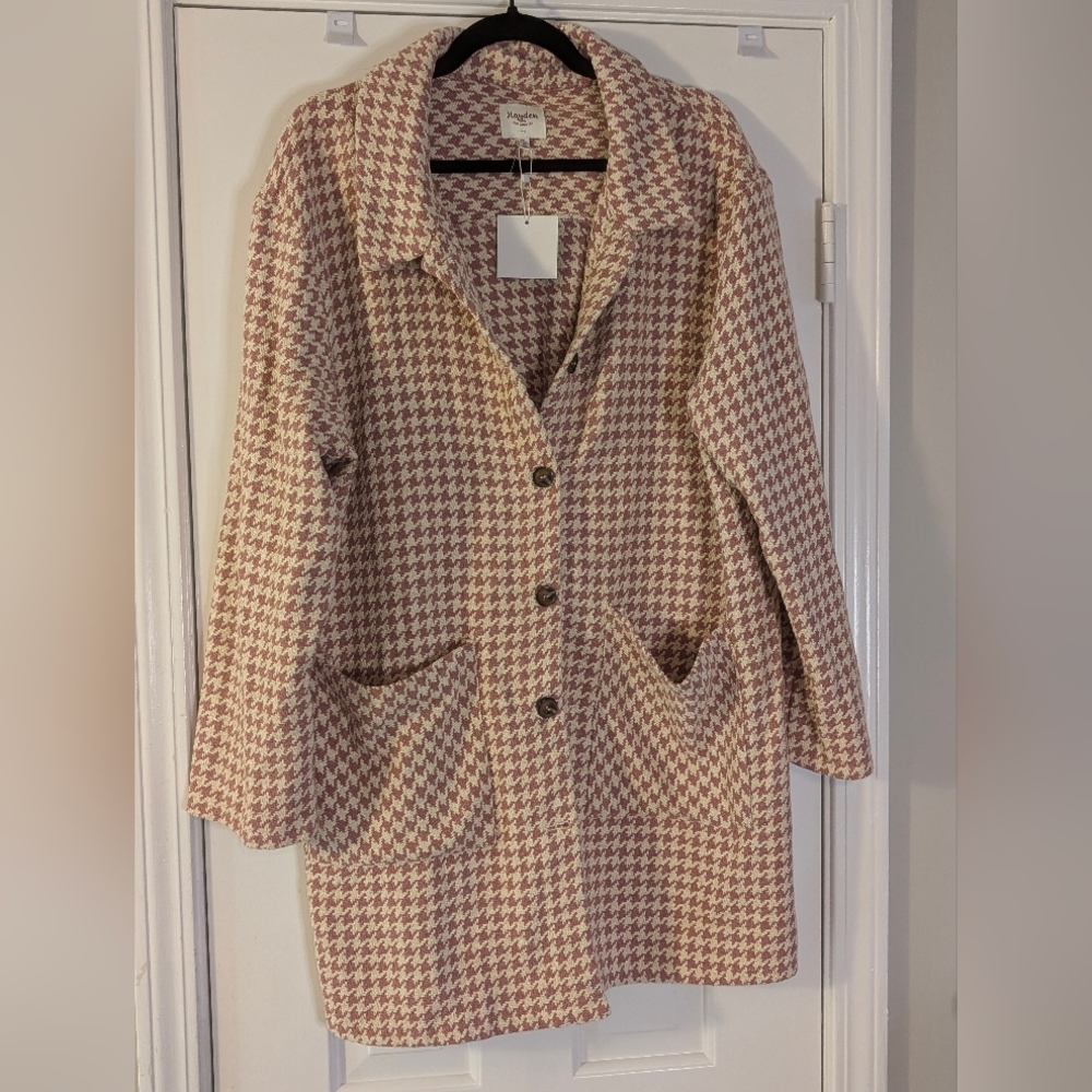 Hayden Los Angeles 1XL Mauve Houndstooth Jacket | NWT